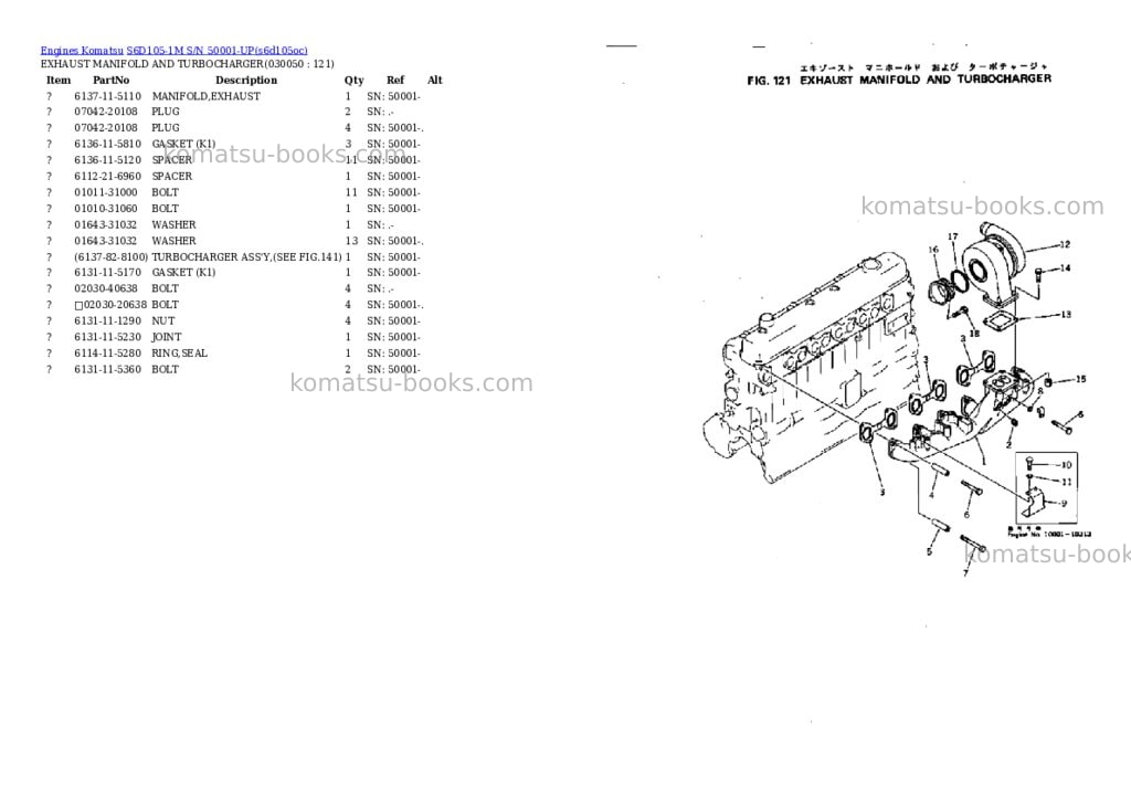 Komatsu s6d105-1m s/n 50001-up Parts catalog cover Page 4 Komatsu s6d105-1m s/n 50001-up Parts catalog cover Page 4
