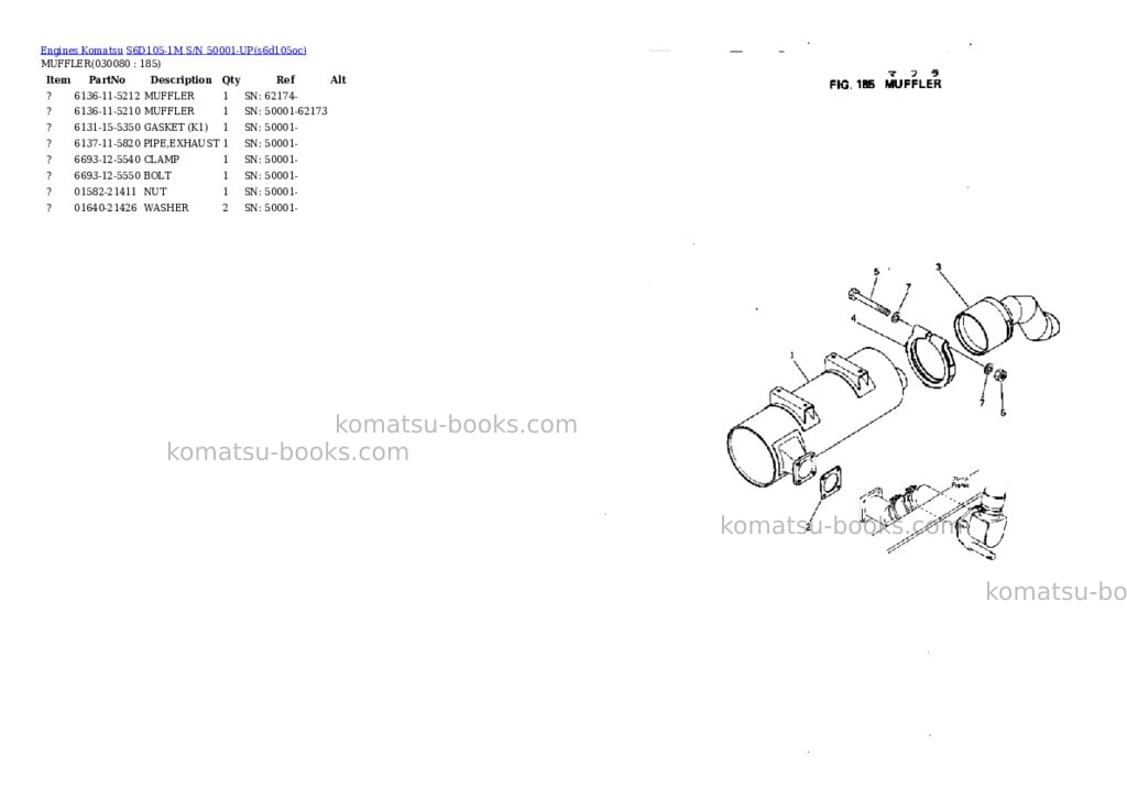 Komatsu s6d105-1m s/n 50001-up Parts catalog cover Page 6 Komatsu s6d105-1m s/n 50001-up Parts catalog cover Page 6