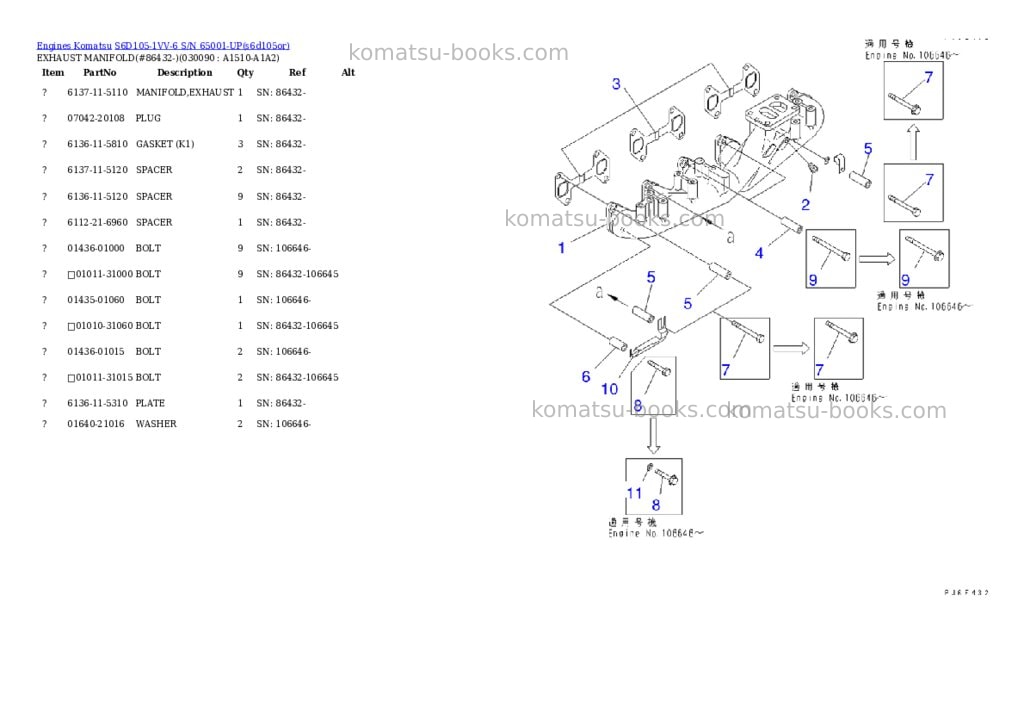 Komatsu S6D105-1VV-6 S/N 65001-UP Parts catalog cover Page 8 Komatsu S6D105-1VV-6 S/N 65001-UP Parts catalog cover Page 8