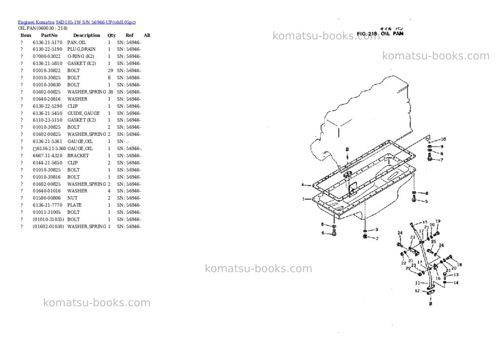 Komatsu s6d105-1w s/n 56946-up Parts catalog cover Page 3