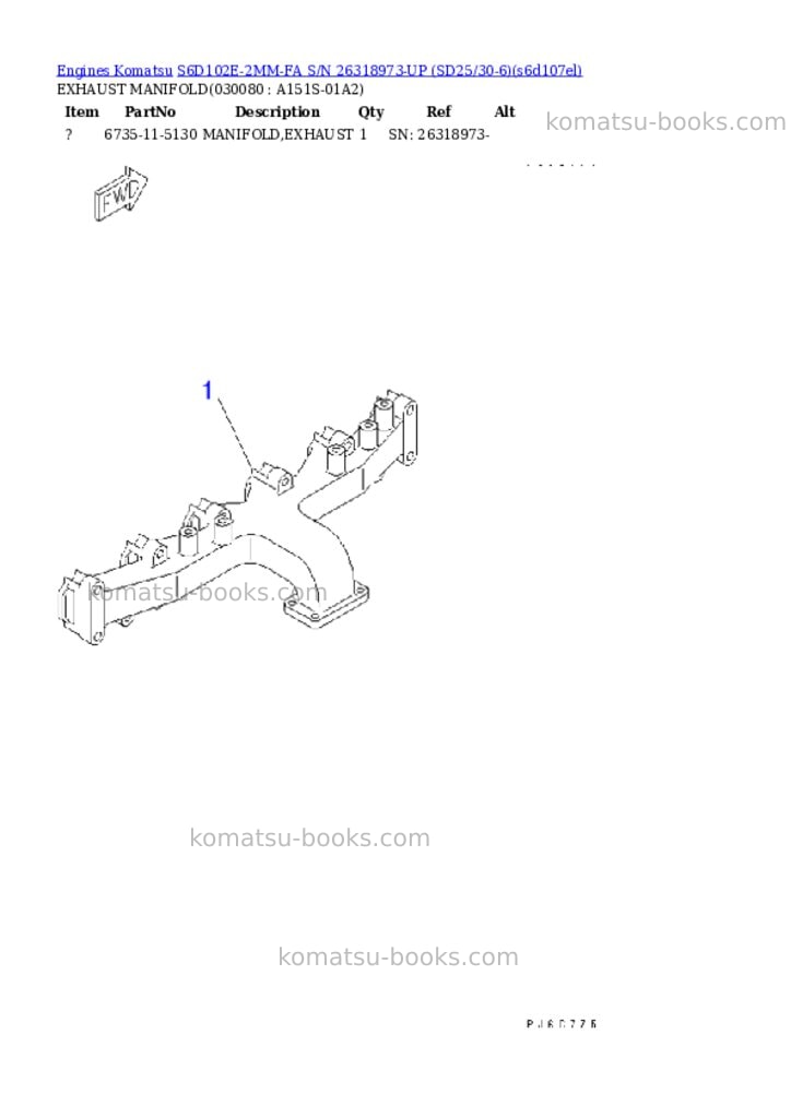 Komatsu S6D102E-2MM-FA S/N 26318973-UP (SD25/30-6) Parts catalog cover Page 7 Komatsu S6D102E-2MM-FA S/N 26318973-UP (SD25/30-6) Parts catalog cover Page 7