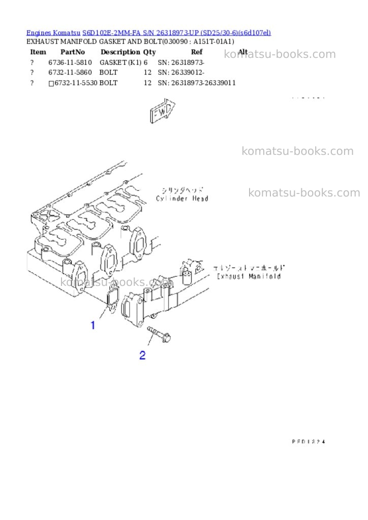 Komatsu S6D102E-2MM-FA S/N 26318973-UP (SD25/30-6) Parts catalog cover Page 8 Komatsu S6D102E-2MM-FA S/N 26318973-UP (SD25/30-6) Parts catalog cover Page 8