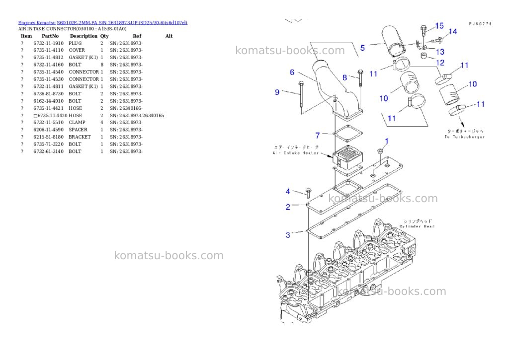 Komatsu S6D102E-2MM-FA S/N 26318973-UP (SD25/30-6) Parts catalog cover Page 9 Komatsu S6D102E-2MM-FA S/N 26318973-UP (SD25/30-6) Parts catalog cover Page 9