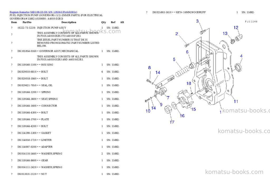Komatsu s6d108-1d-sn s/n 13936-up Parts catalog cover Page 6 Komatsu s6d108-1d-sn s/n 13936-up Parts catalog cover Page 6