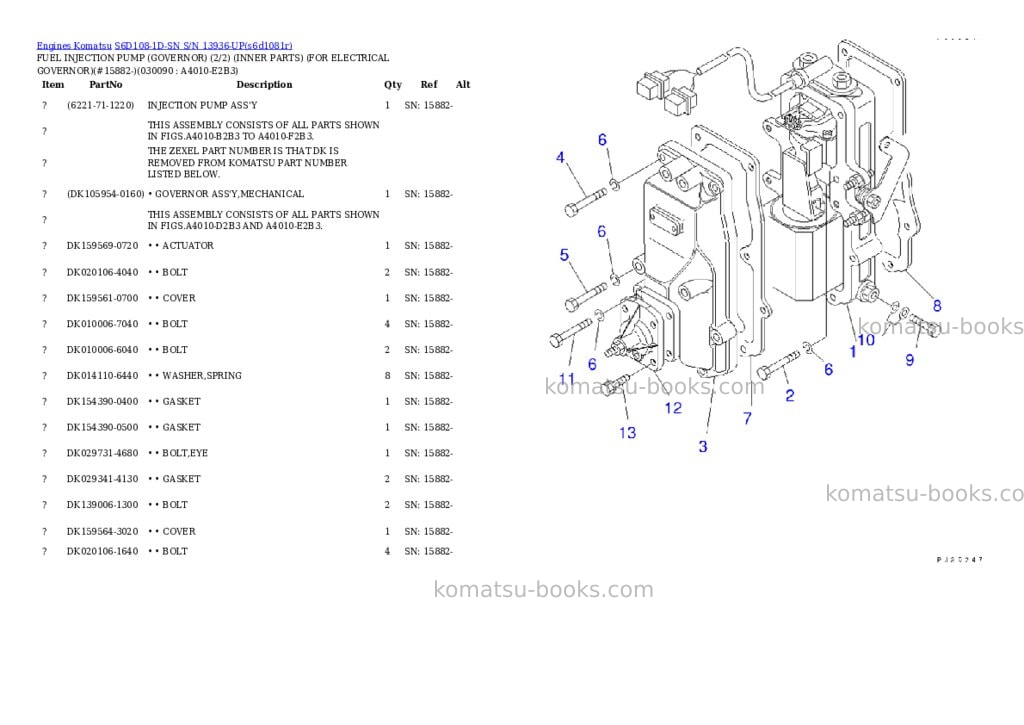 Komatsu s6d108-1d-sn s/n 13936-up Parts catalog cover Page 7 Komatsu s6d108-1d-sn s/n 13936-up Parts catalog cover Page 7
