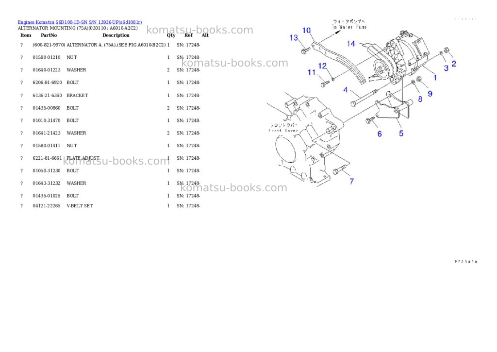 Komatsu s6d108-1d-sn s/n 13936-up Parts catalog cover Page 9 Komatsu s6d108-1d-sn s/n 13936-up Parts catalog cover Page 9