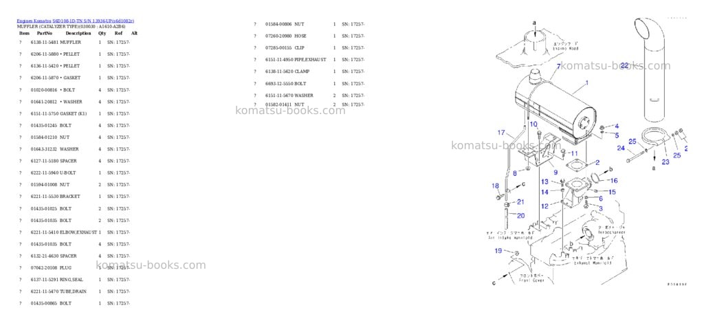 Komatsu s6d108-1d-tn s/n 13936-up Parts catalog cover Page 2