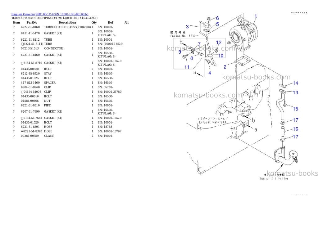 Komatsu S6D108-1C-6 S/N 10001-UP Parts catalog cover Page 10