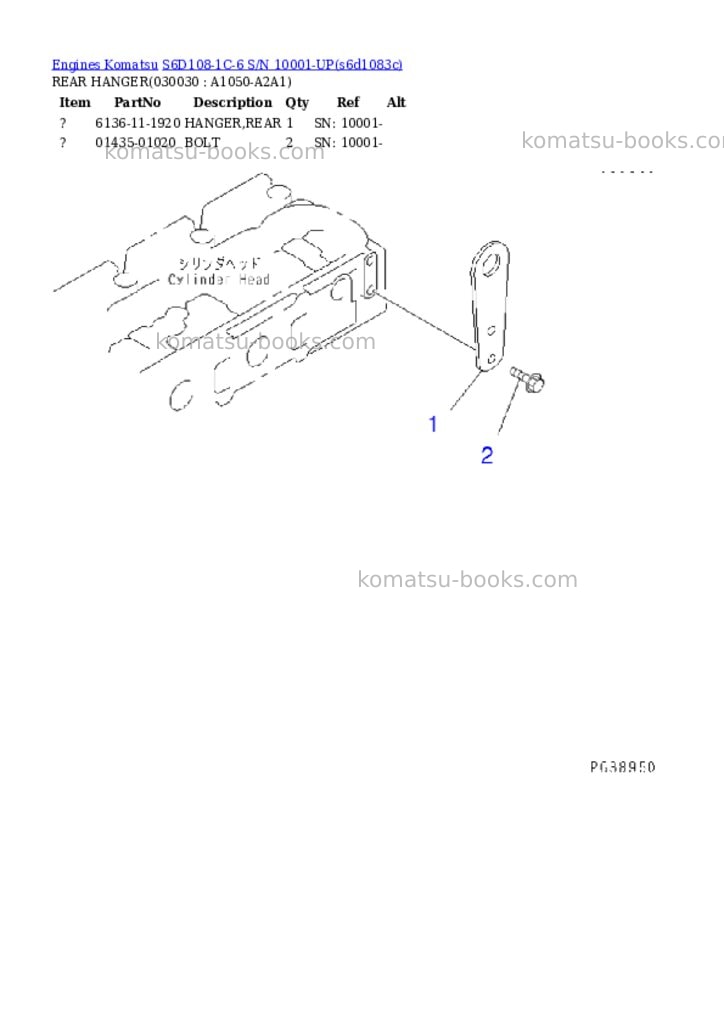 Komatsu S6D108-1C-6 S/N 10001-UP Parts catalog cover Page 2
