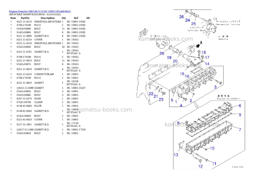 Komatsu S6D108-1C-6 S/N 10001-UP Parts catalog cover Page 4