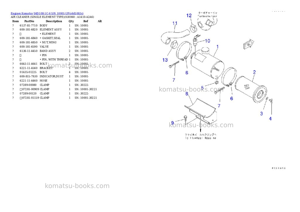 Komatsu S6D108-1C-6 S/N 10001-UP Parts catalog cover Page 5