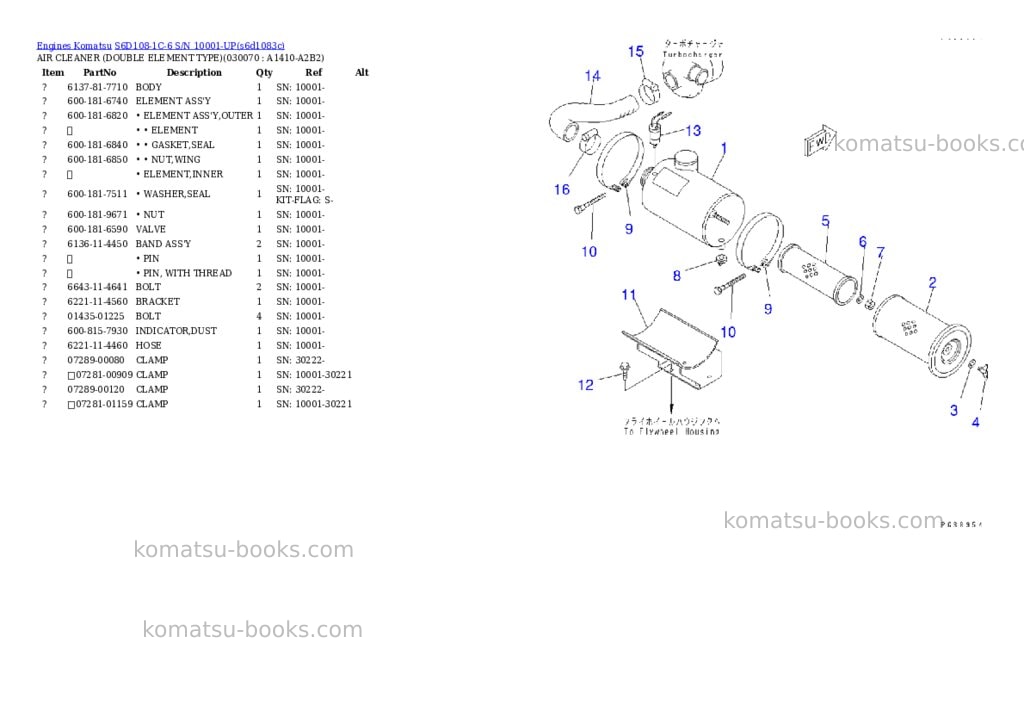 Komatsu S6D108-1C-6 S/N 10001-UP Parts catalog cover Page 6