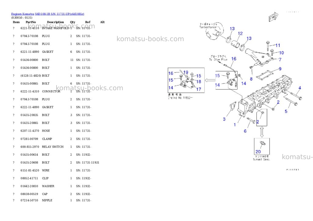 Komatsu S6D108-1B S/N 11731-UP Parts catalog cover Page 4 Komatsu S6D108-1B S/N 11731-UP Parts catalog cover Page 4