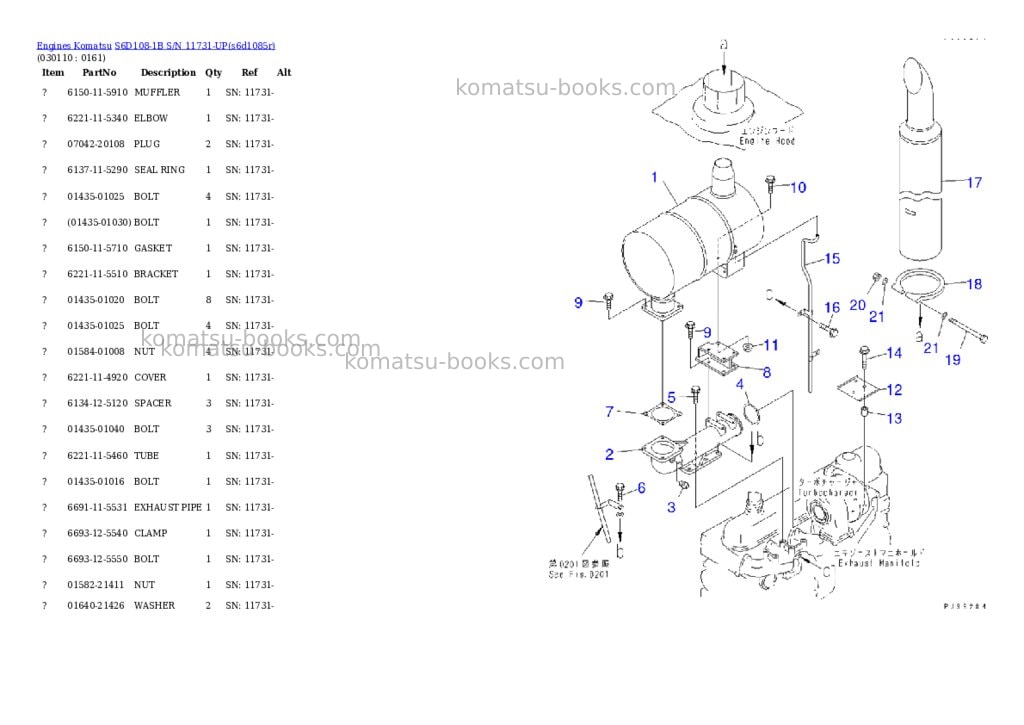 Komatsu S6D108-1B S/N 11731-UP Parts catalog cover Page 9 Komatsu S6D108-1B S/N 11731-UP Parts catalog cover Page 9