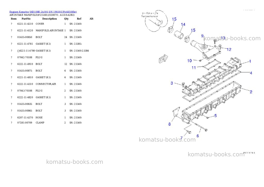 Komatsu s6d108e-2a-n6 s/n 19030-up Parts catalog cover Page 6