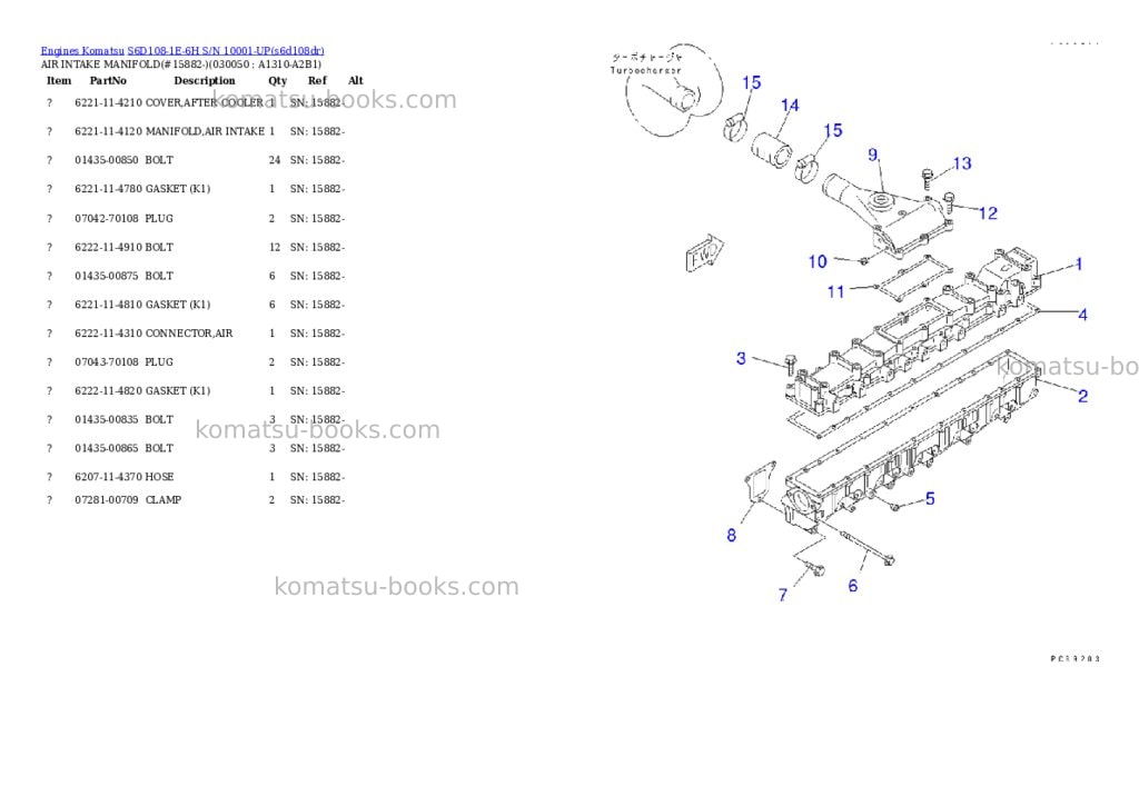Komatsu s6d108-1e-6h s/n 10001-up Parts catalog cover Page 4 Komatsu s6d108-1e-6h s/n 10001-up Parts catalog cover Page 4
