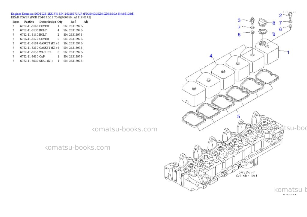 Komatsu S6D102E-2KK-FW S/N 26318973-UP (FD35/40/35Z/40Z/45/50A-8) Parts catalog cover Page 4