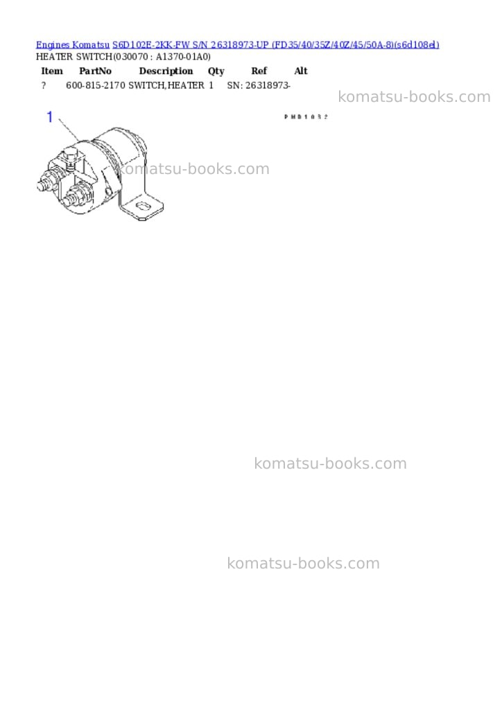 Komatsu S6D102E-2KK-FW S/N 26318973-UP (FD35/40/35Z/40Z/45/50A-8) Parts catalog cover Page 6