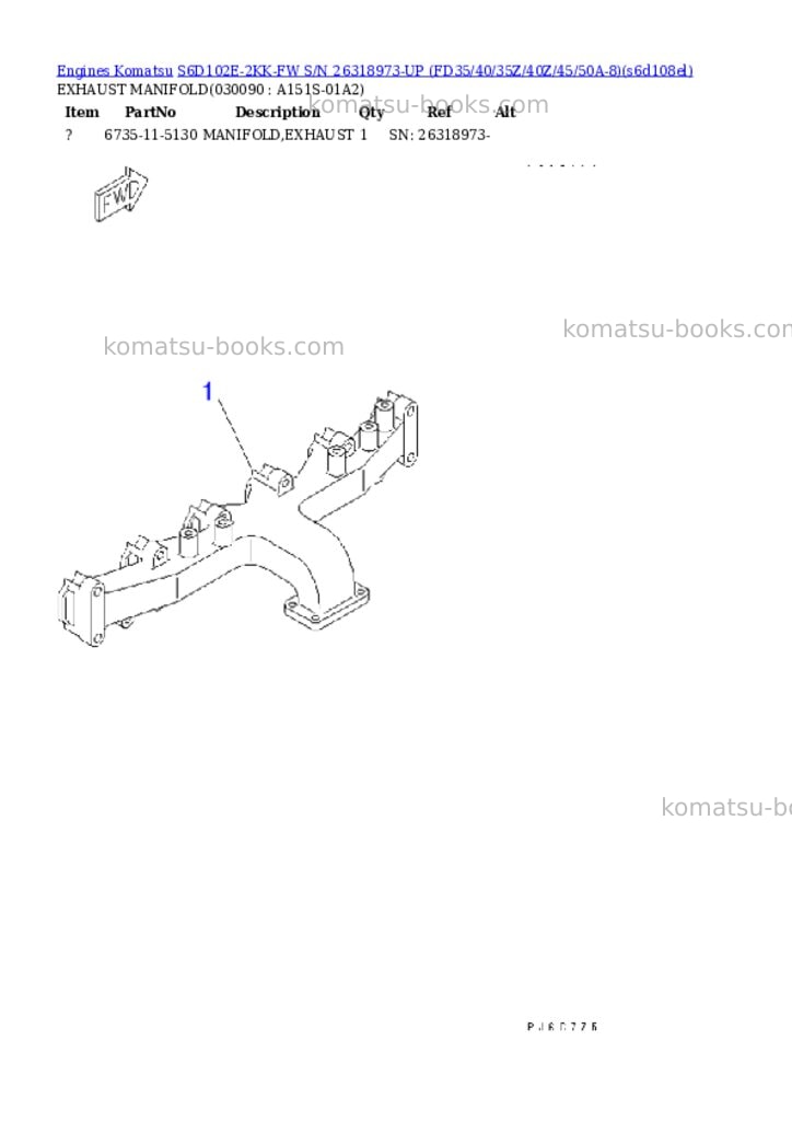 Komatsu S6D102E-2KK-FW S/N 26318973-UP (FD35/40/35Z/40Z/45/50A-8) Parts catalog cover Page 8