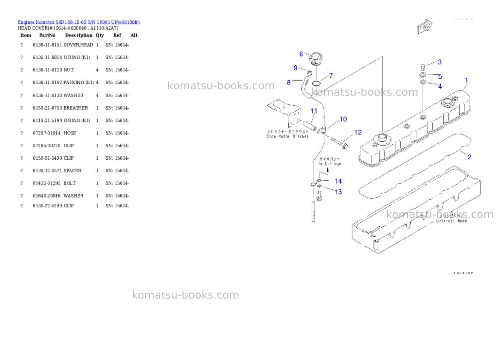 Komatsu s6d108-1e-6s s/n 10001-up Parts catalog cover Page 3 Komatsu s6d108-1e-6s s/n 10001-up Parts catalog cover Page 3
