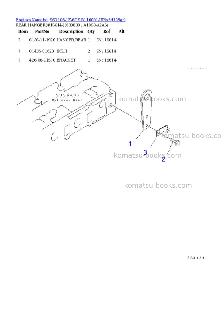 Komatsu s6d108-1e-6t s/n 10001-up Parts catalog cover Page 2