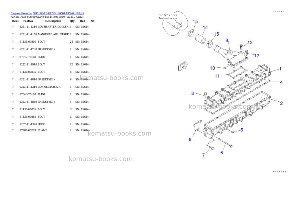 Komatsu s6d108-1e-6t s/n 10001-up Parts catalog cover Page 4