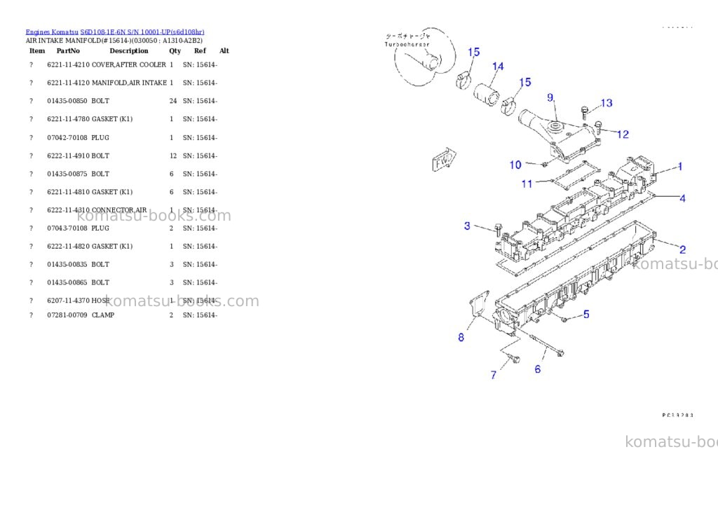 Komatsu s6d108-1e-6n s/n 10001-up Parts catalog cover Page 4