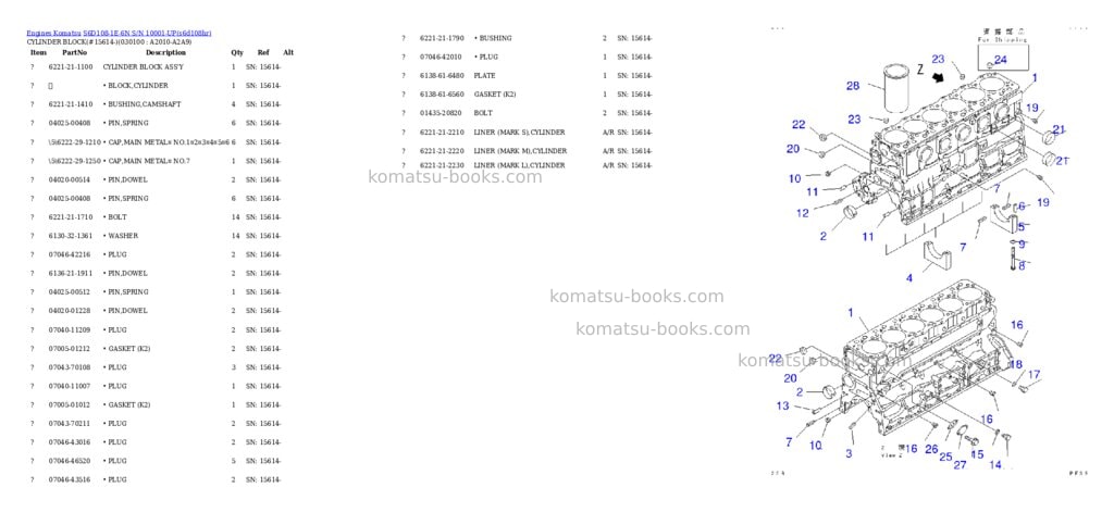 Komatsu s6d108-1e-6n s/n 10001-up Parts catalog cover Page 9