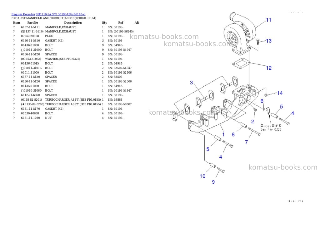 Komatsu S6D110-1A S/N 50195-UP Parts catalog cover Page 6 Komatsu S6D110-1A S/N 50195-UP Parts catalog cover Page 6
