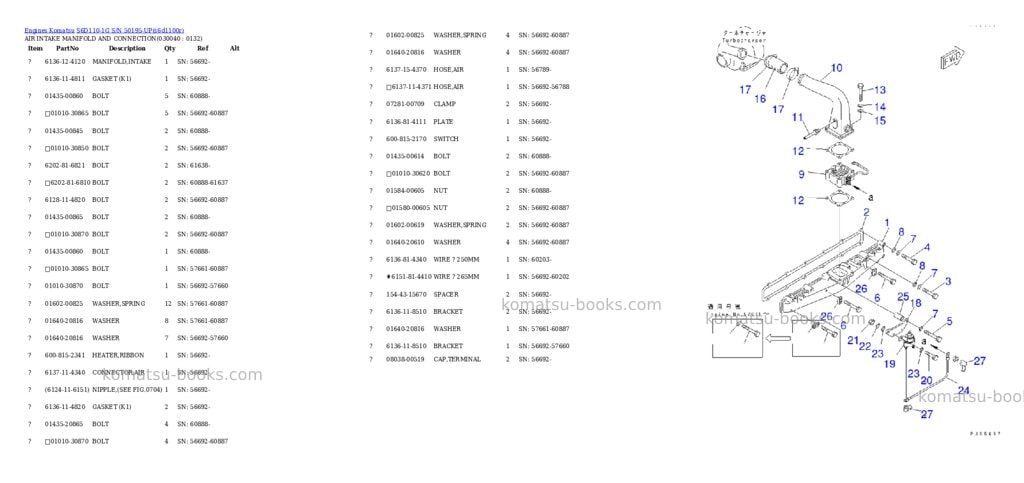 Komatsu s6d110-1g s/n 50195-up Parts catalog cover Page 3 Komatsu s6d110-1g s/n 50195-up Parts catalog cover Page 3