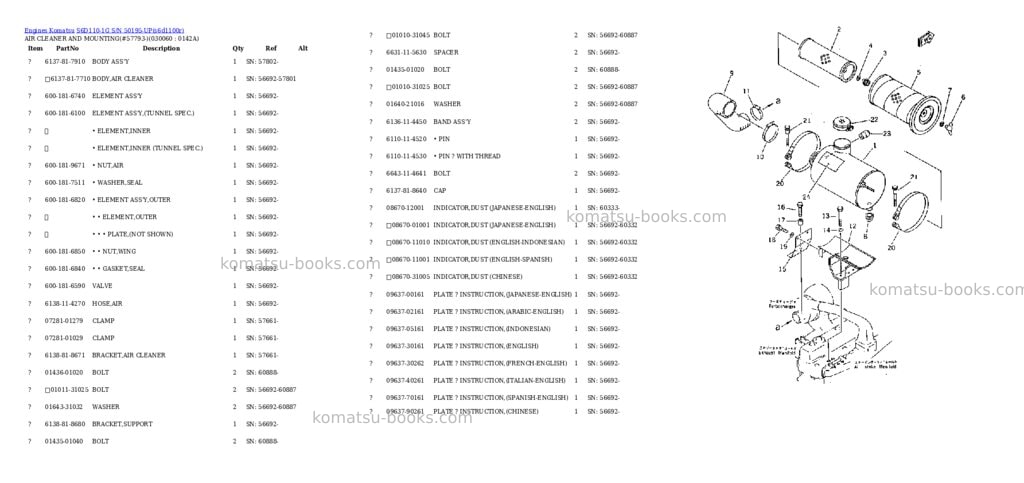 Komatsu s6d110-1g s/n 50195-up Parts catalog cover Page 5 Komatsu s6d110-1g s/n 50195-up Parts catalog cover Page 5