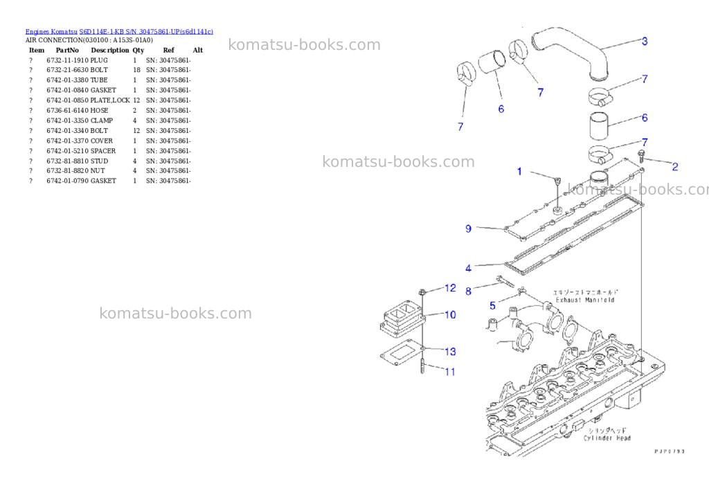 Komatsu s6d114e-1-kb s/n 30475861-up Parts catalog cover Page 3 Komatsu s6d114e-1-kb s/n 30475861-up Parts catalog cover Page 3