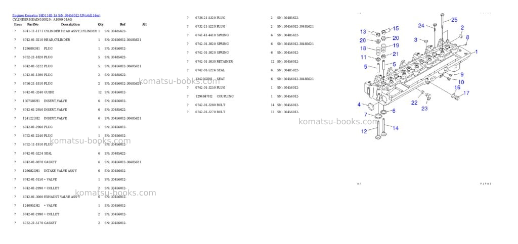 Komatsu s6d114e-1a s/n 30456012-up Parts catalog cover