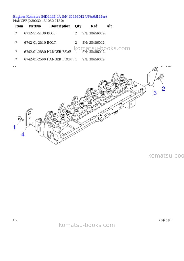 Komatsu s6d114e-1a s/n 30456012-up Parts catalog cover Page 2