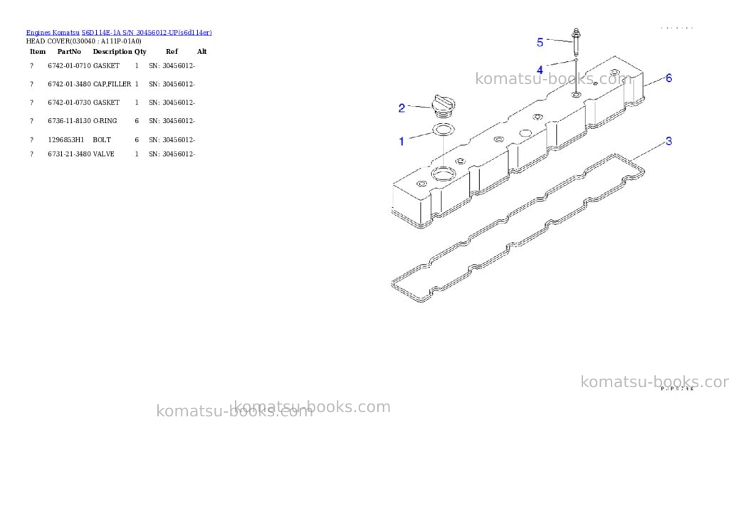 Komatsu s6d114e-1a s/n 30456012-up Parts catalog cover Page 3