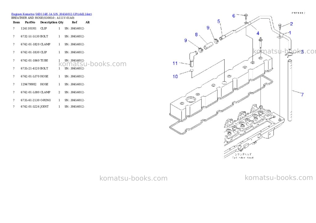 Komatsu s6d114e-1a s/n 30456012-up Parts catalog cover Page 4