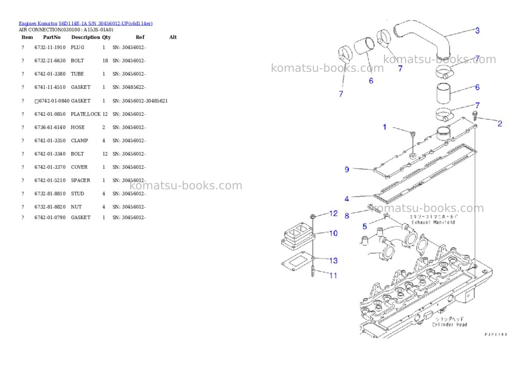 Komatsu s6d114e-1a s/n 30456012-up Parts catalog cover Page 9