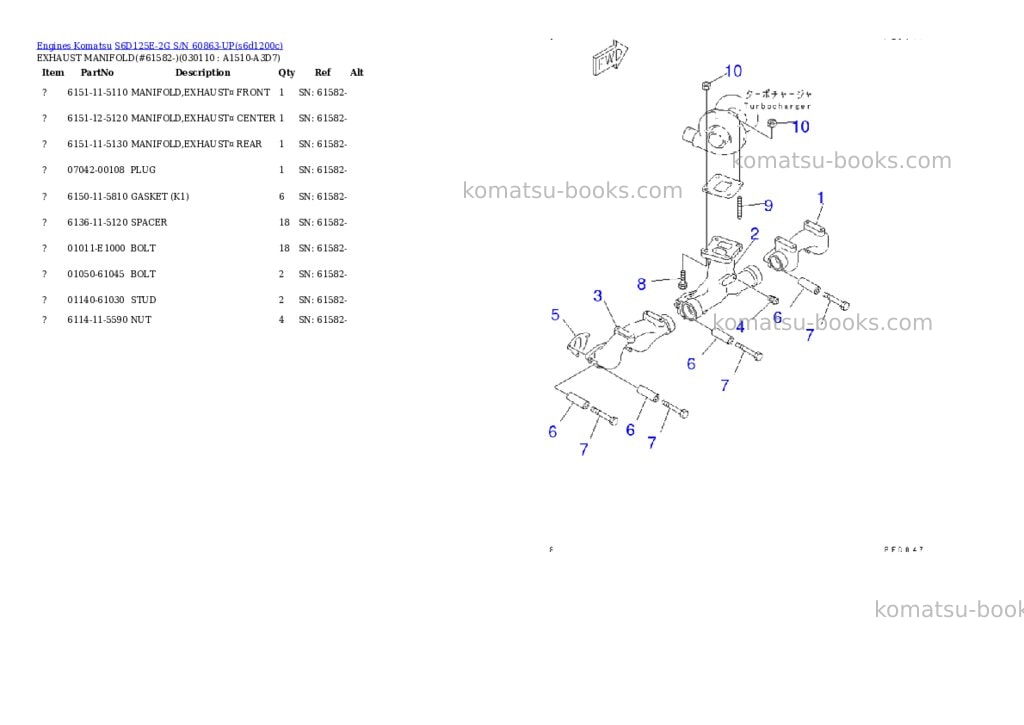 Komatsu s6d125e-2g s/n 60863-up Parts catalog cover Page 8 Komatsu s6d125e-2g s/n 60863-up Parts catalog cover Page 8
