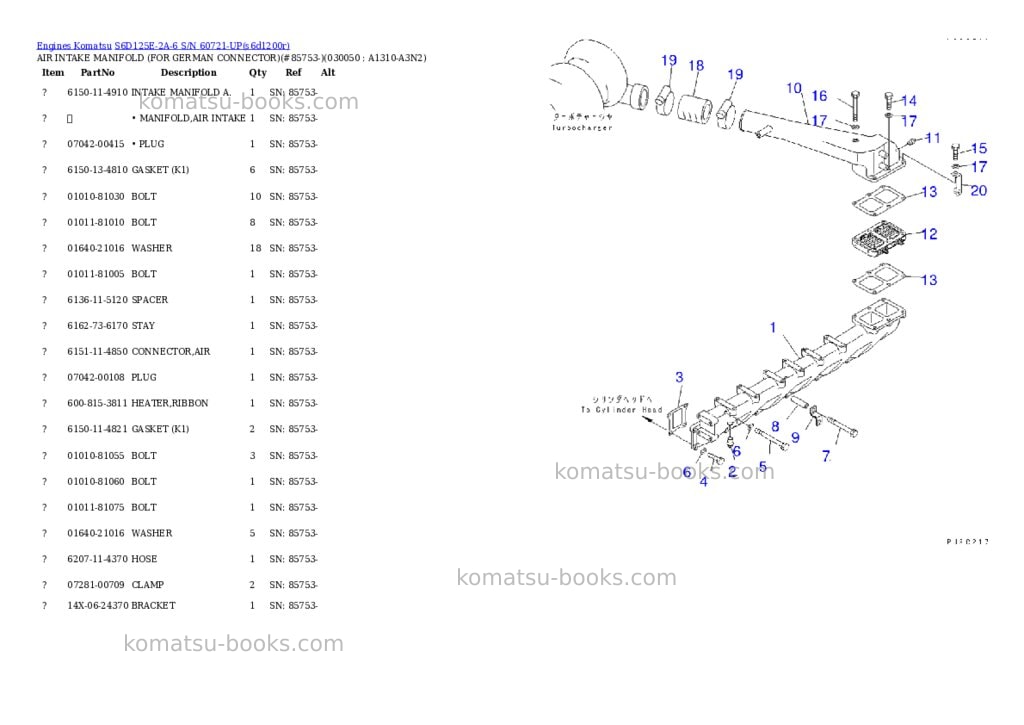 Komatsu S6D125E-2A-6 S/N 60721-UP Parts catalog cover Page 3 Komatsu S6D125E-2A-6 S/N 60721-UP Parts catalog cover Page 3