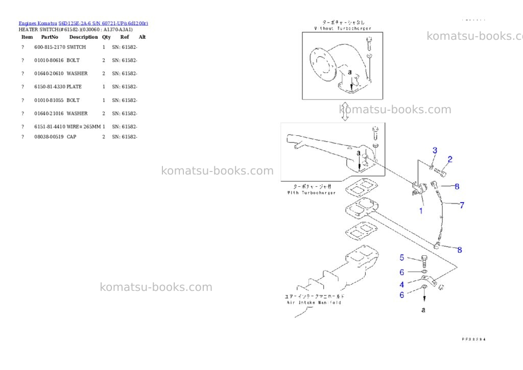 Komatsu S6D125E-2A-6 S/N 60721-UP Parts catalog cover Page 4 Komatsu S6D125E-2A-6 S/N 60721-UP Parts catalog cover Page 4