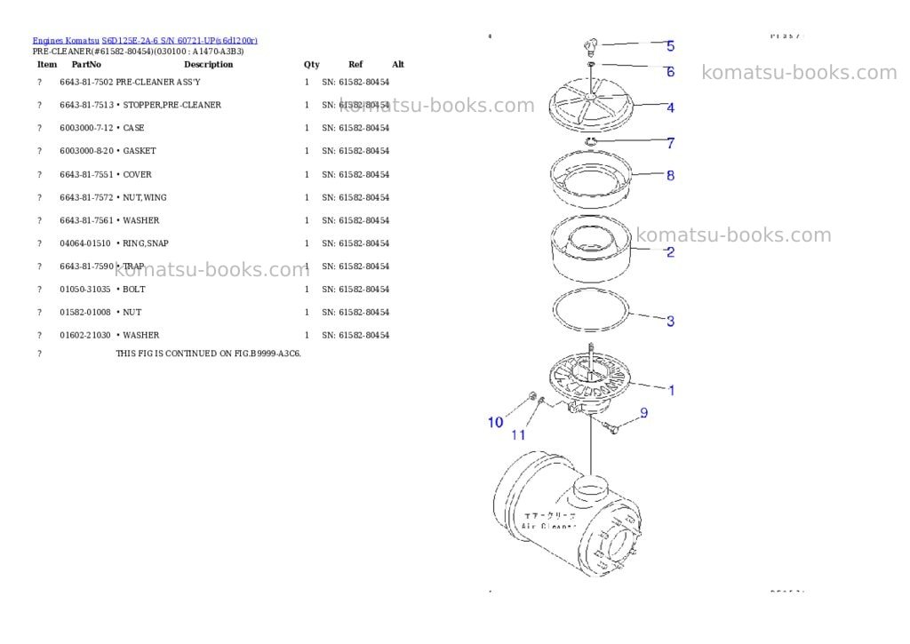 Komatsu S6D125E-2A-6 S/N 60721-UP Parts catalog cover Page 6 Komatsu S6D125E-2A-6 S/N 60721-UP Parts catalog cover Page 6