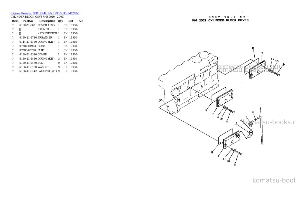 Komatsu S6D125-1L S/N 19950-UP Parts catalog cover Page 9 Komatsu S6D125-1L S/N 19950-UP Parts catalog cover Page 9