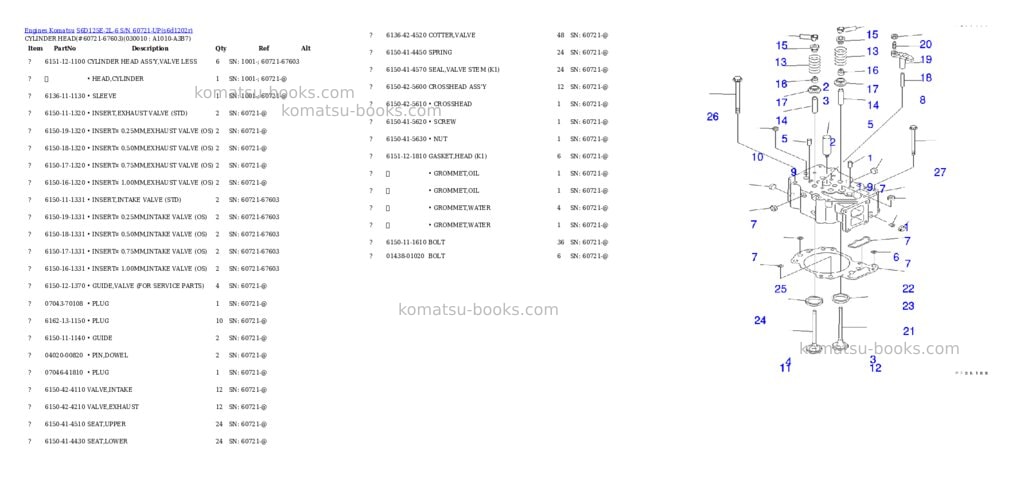 Komatsu S6D125E-2L-6 S/N 60721-UP Parts catalog cover Komatsu S6D125E-2L-6 S/N 60721-UP Parts catalog cover