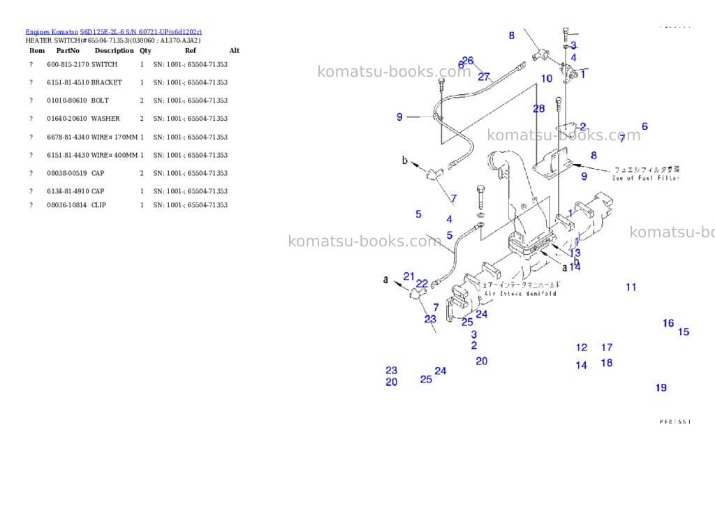 Komatsu S6D125E-2L-6 S/N 60721-UP Parts catalog cover Page 6 Komatsu S6D125E-2L-6 S/N 60721-UP Parts catalog cover Page 6