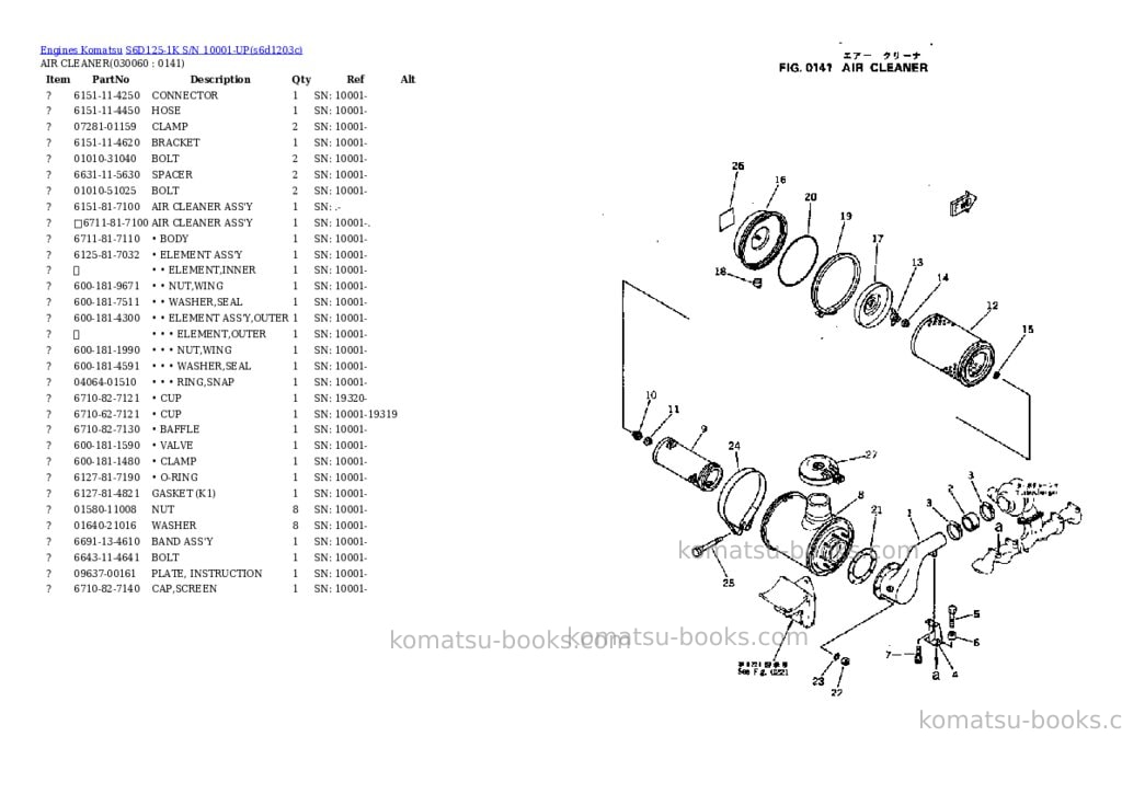 Komatsu S6D125-1K S/N 10001-UP Parts catalog cover Page 5 Komatsu S6D125-1K S/N 10001-UP Parts catalog cover Page 5