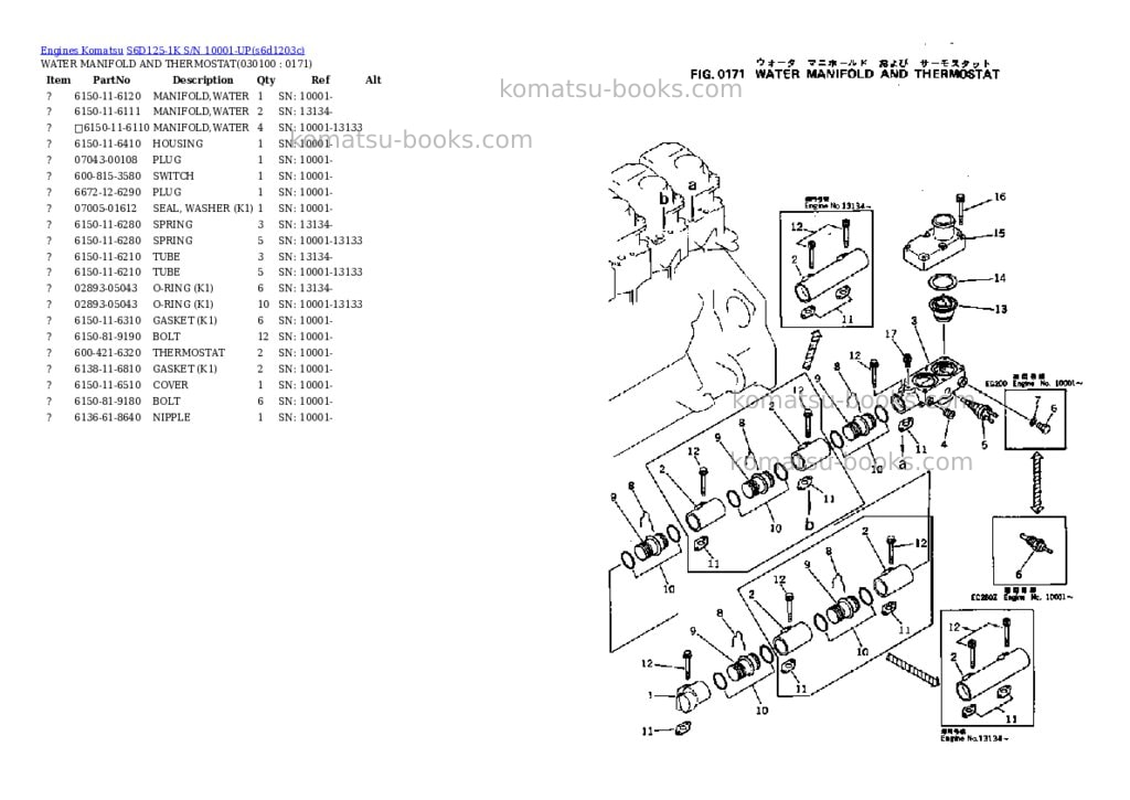 Komatsu S6D125-1K S/N 10001-UP Parts catalog cover Page 8 Komatsu S6D125-1K S/N 10001-UP Parts catalog cover Page 8