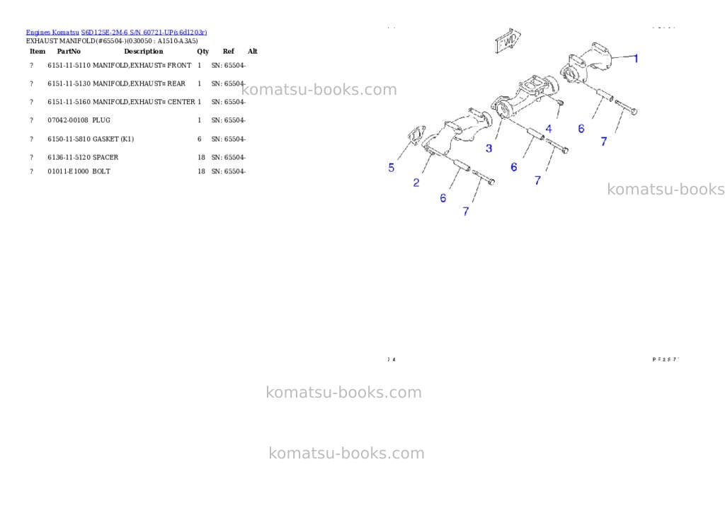 Komatsu s6d125e-2m-6 s/n 60721-up Parts catalog cover Page 3 Komatsu s6d125e-2m-6 s/n 60721-up Parts catalog cover Page 3