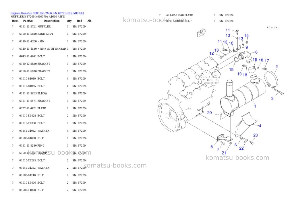 Komatsu s6d125e-2m-6 s/n 60721-up Parts catalog cover Page 5 Komatsu s6d125e-2m-6 s/n 60721-up Parts catalog cover Page 5