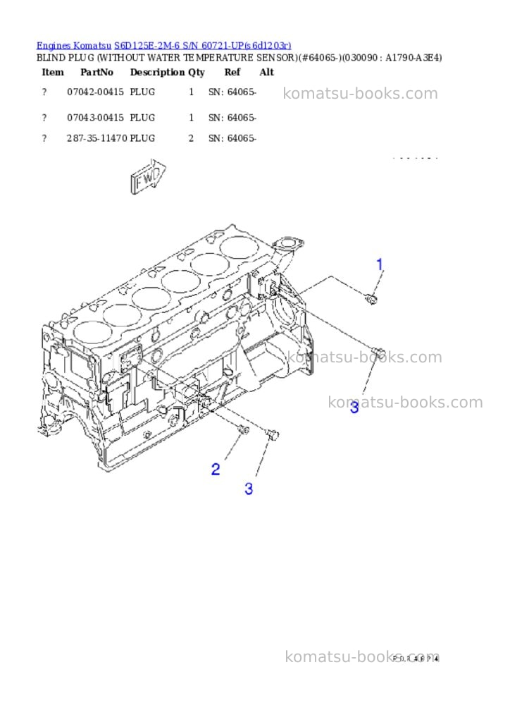 Komatsu s6d125e-2m-6 s/n 60721-up Parts catalog cover Page 7 Komatsu s6d125e-2m-6 s/n 60721-up Parts catalog cover Page 7