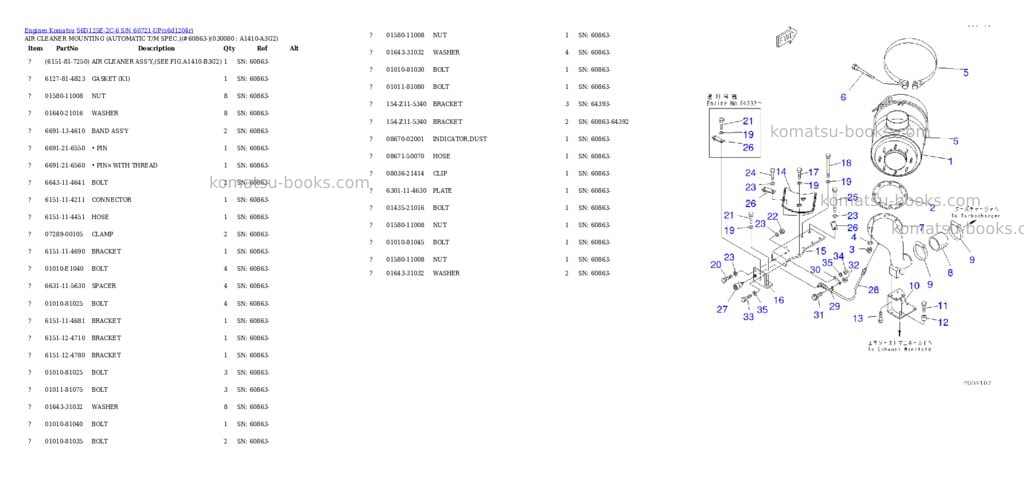 Komatsu S6D125E-2C-6 S/N 60721-UP Parts catalog cover Page 6 Komatsu S6D125E-2C-6 S/N 60721-UP Parts catalog cover Page 6